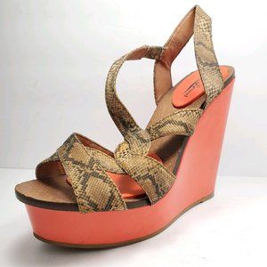 Lucky Brand | Yulia Snakeskin Orange Wedge Sandals